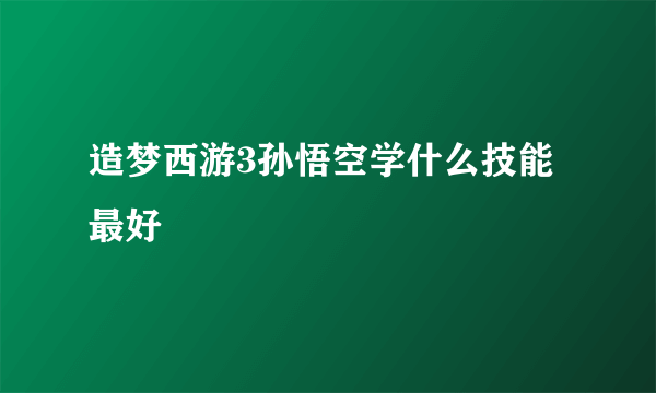 造梦西游3孙悟空学什么技能最好