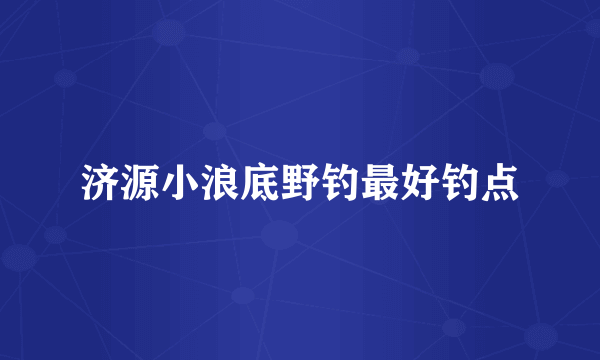 济源小浪底野钓最好钓点