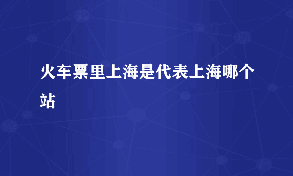 火车票里上海是代表上海哪个站