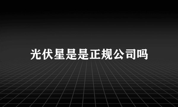 光伏星是是正规公司吗