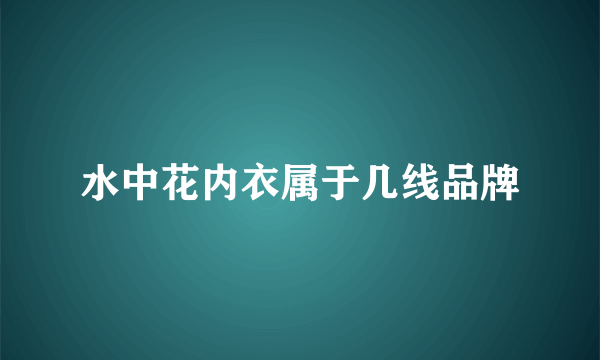 水中花内衣属于几线品牌