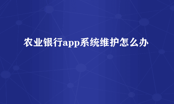 农业银行app系统维护怎么办