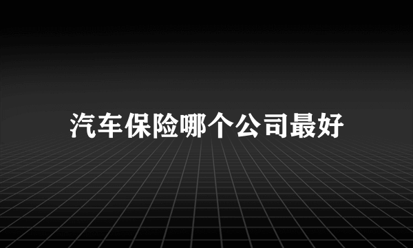 汽车保险哪个公司最好