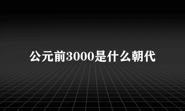 公元前3000是什么朝代