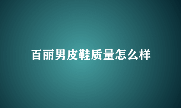 百丽男皮鞋质量怎么样