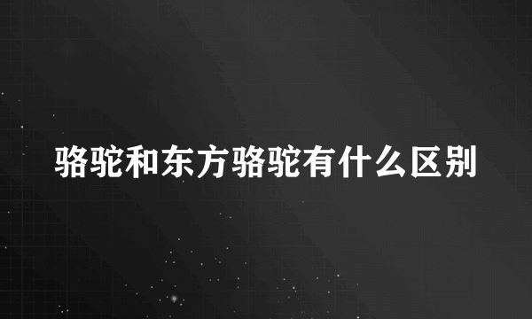 骆驼和东方骆驼有什么区别