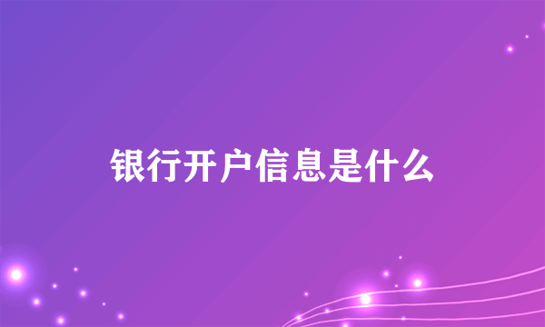 银行开户信息是什么