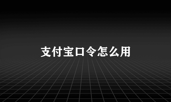 支付宝口令怎么用