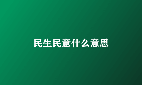 民生民意什么意思