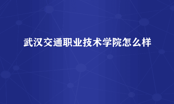 武汉交通职业技术学院怎么样