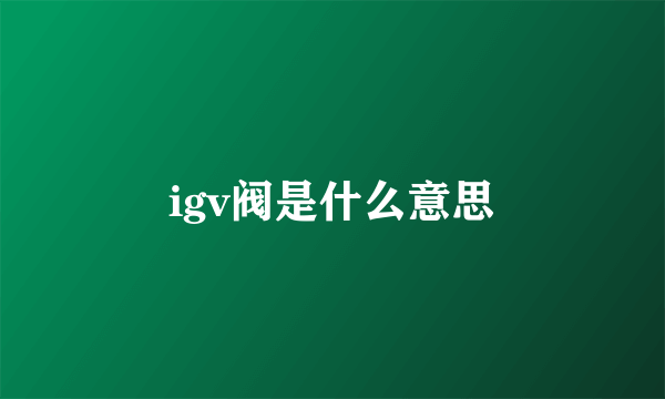 igv阀是什么意思