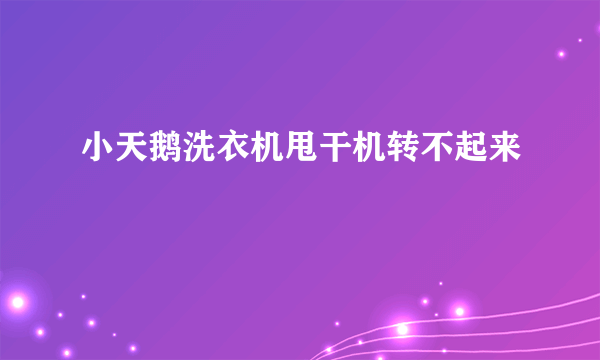 小天鹅洗衣机甩干机转不起来