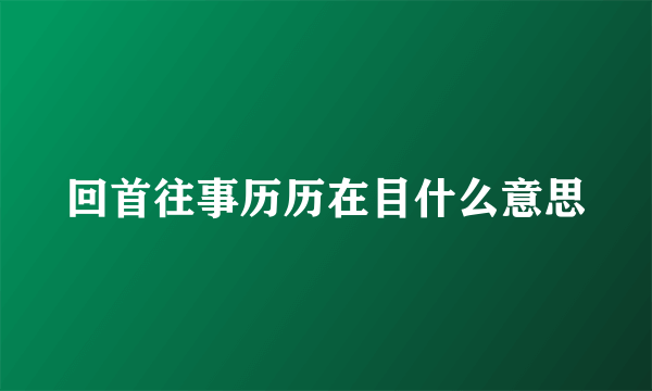 回首往事历历在目什么意思