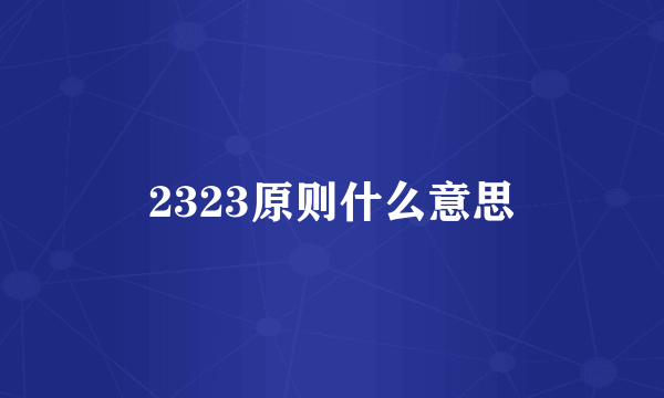 2323原则什么意思