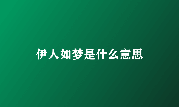 伊人如梦是什么意思