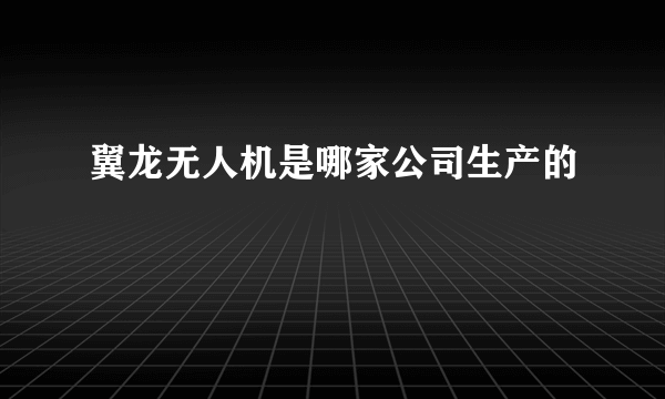 翼龙无人机是哪家公司生产的