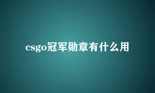 csgo冠军勋章有什么用