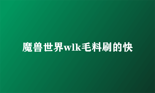 魔兽世界wlk毛料刷的快