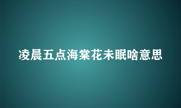 凌晨五点海棠花未眠啥意思