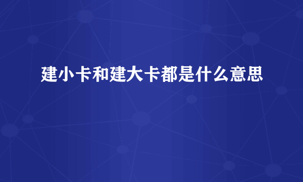 建小卡和建大卡都是什么意思