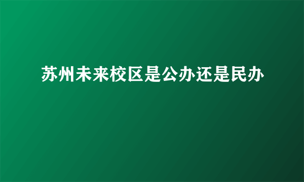 苏州未来校区是公办还是民办