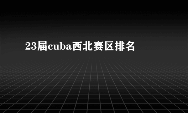 23届cuba西北赛区排名