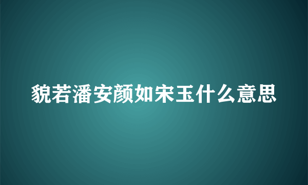 貌若潘安颜如宋玉什么意思