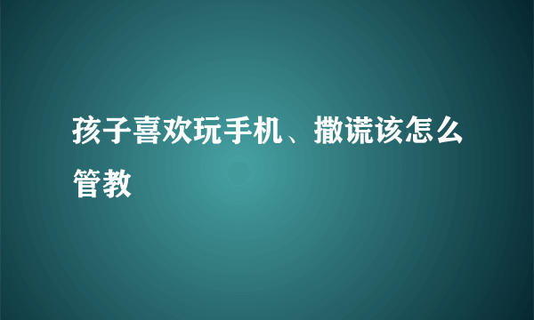 孩子喜欢玩手机、撒谎该怎么管教