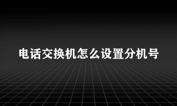 电话交换机怎么设置分机号