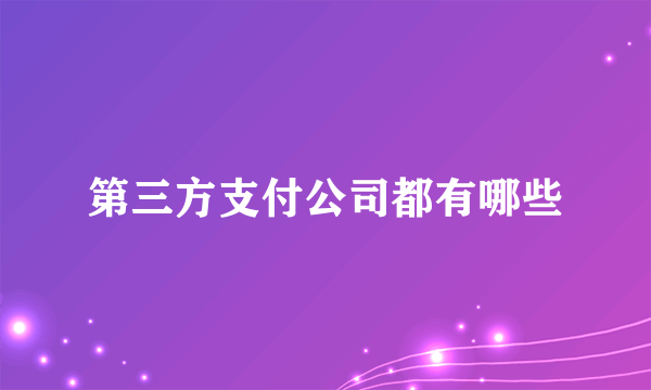 第三方支付公司都有哪些