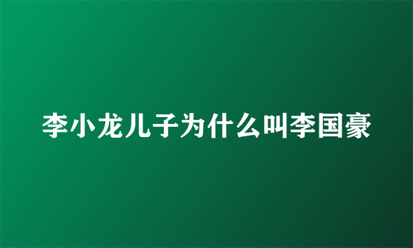 李小龙儿子为什么叫李国豪