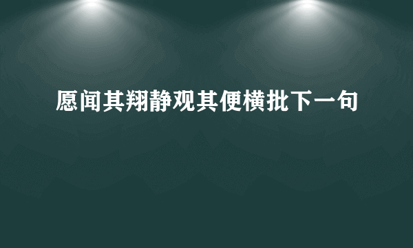 愿闻其翔静观其便横批下一句