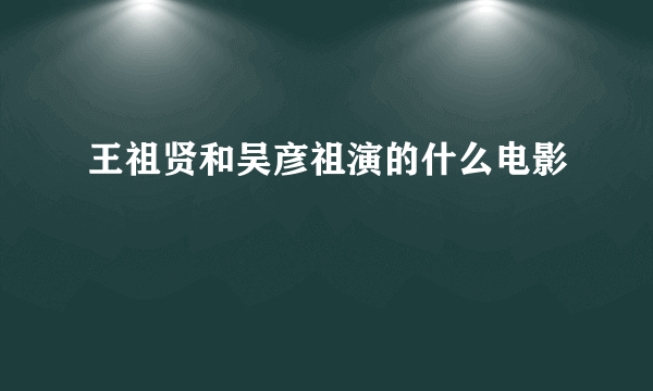 王祖贤和吴彦祖演的什么电影