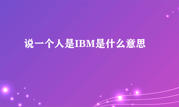 说一个人是IBM是什么意思