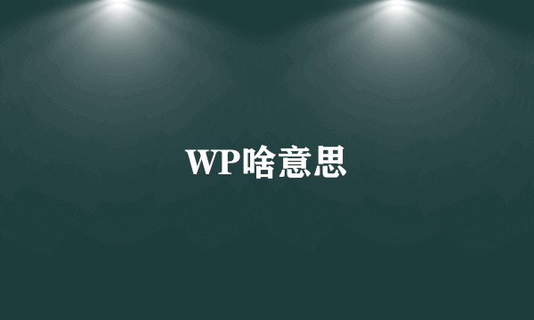 WP啥意思