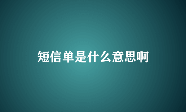 短信单是什么意思啊