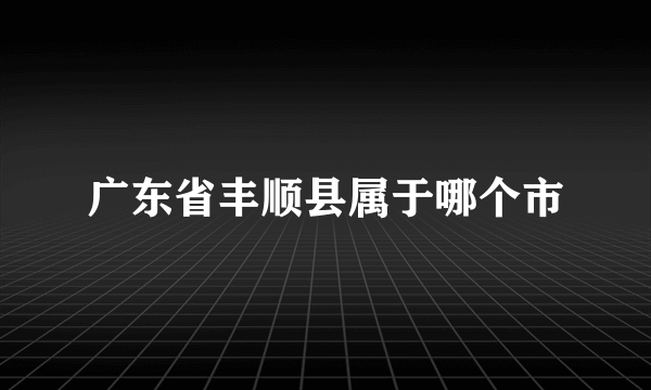 广东省丰顺县属于哪个市