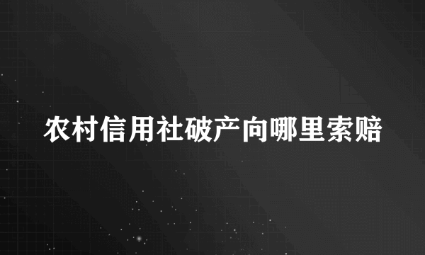 农村信用社破产向哪里索赔