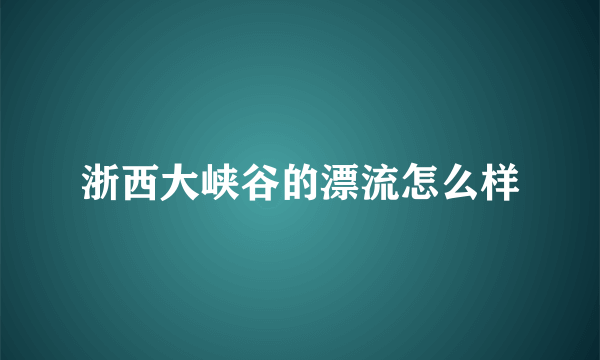 浙西大峡谷的漂流怎么样