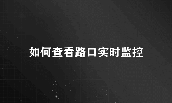 如何查看路口实时监控