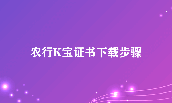 农行K宝证书下载步骤