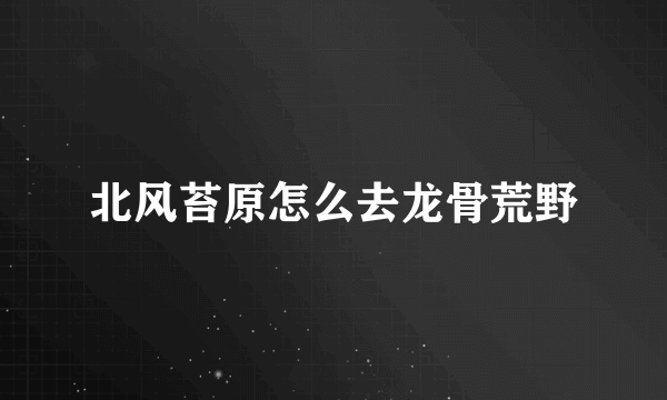 北风苔原怎么去龙骨荒野