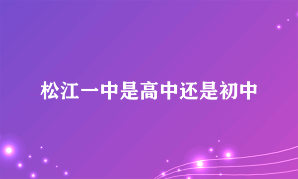 松江一中是高中还是初中