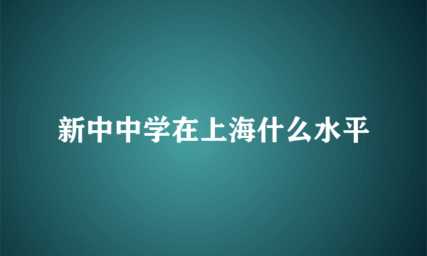 新中中学在上海什么水平