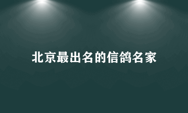 北京最出名的信鸽名家