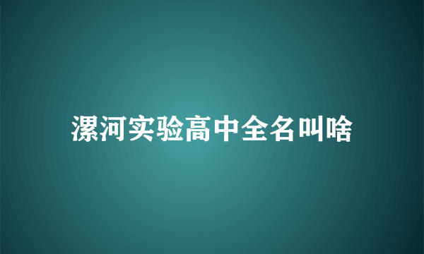 漯河实验高中全名叫啥