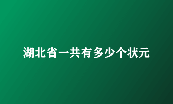 湖北省一共有多少个状元