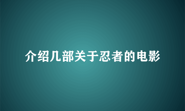 介绍几部关于忍者的电影