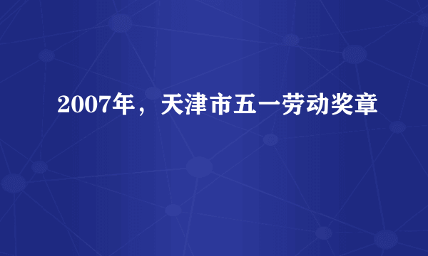 2007年，天津市五一劳动奖章