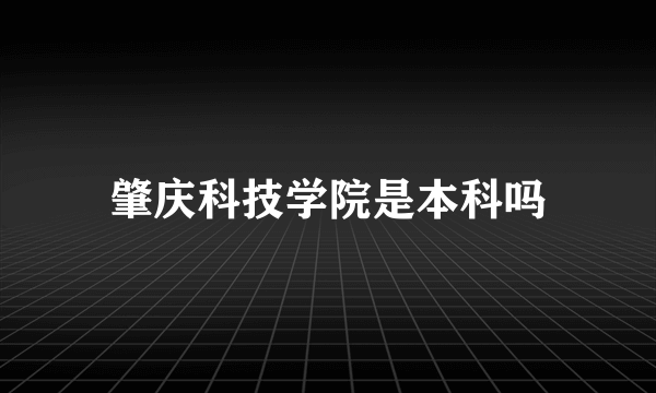 肇庆科技学院是本科吗